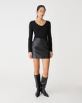 Shay Faux Leather Mini Skirt in black — full-length view