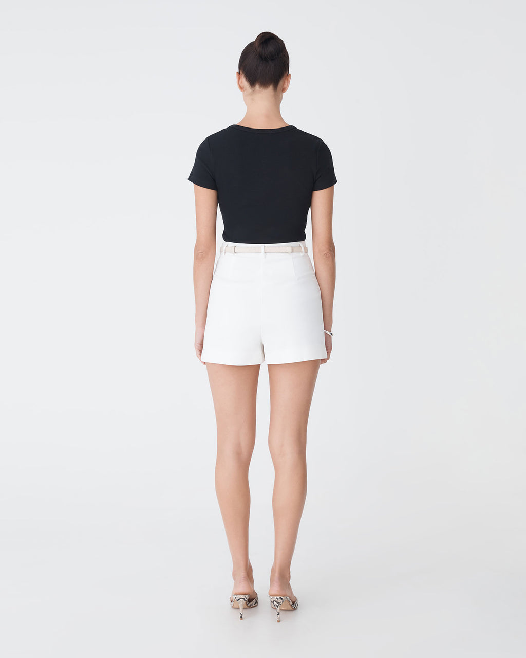 Devon Scoop Neck Rib Tee in black — back view