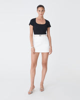 Devon Scoop Neck Rib Tee in black — full-length view