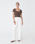 Devon Scoop Neck Rib Tee in chocolate — full-length view
