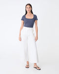 Devon Scoop Neck Rib Tee in wash navy — full-length view