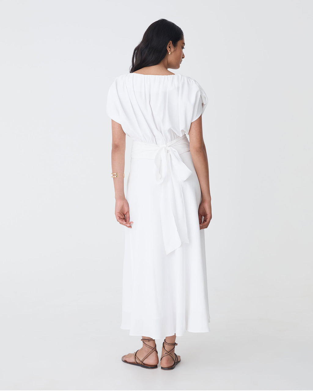 Goulbury Tie Waist Top in ivory — back view