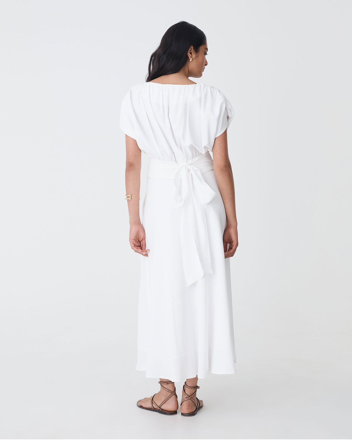 Goulbury Tie Waist Top in ivory — back view