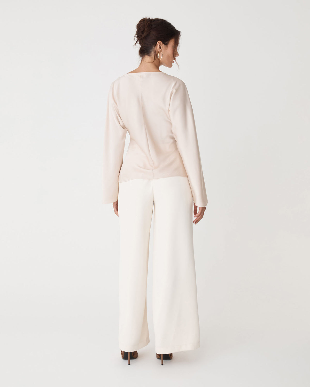 Asma Satin Bias Top in champagne — back view