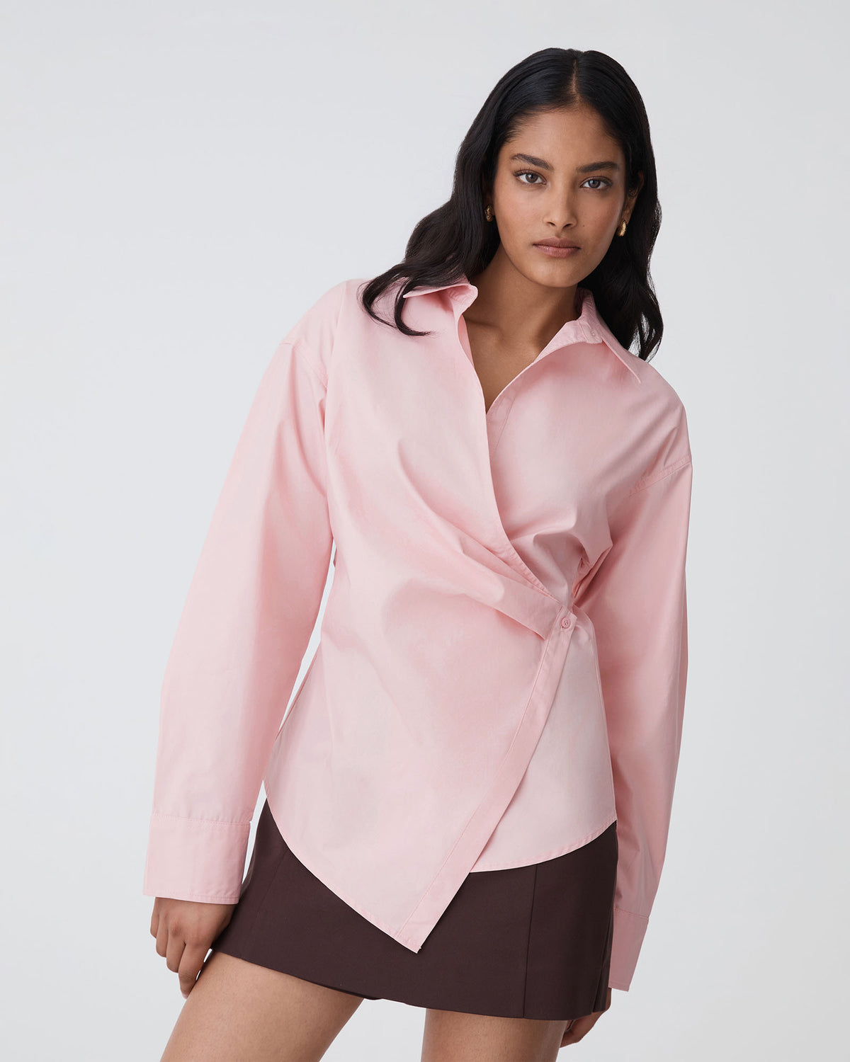 Katrina Wrap Shirt in pink — close-up view 3
