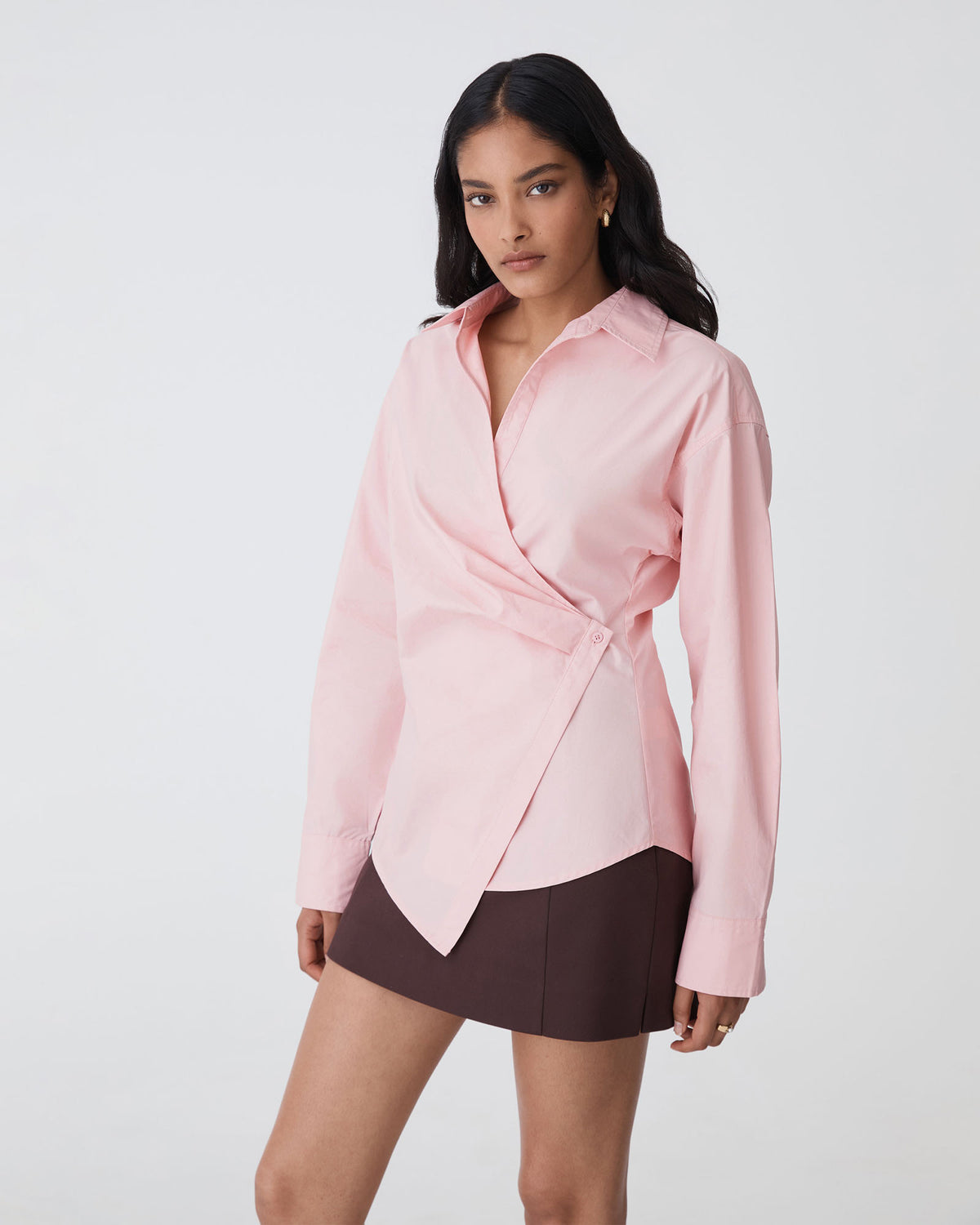 Katrina Wrap Shirt in pink — close-up view 4