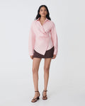 Katrina Wrap Shirt in pink — full-length view