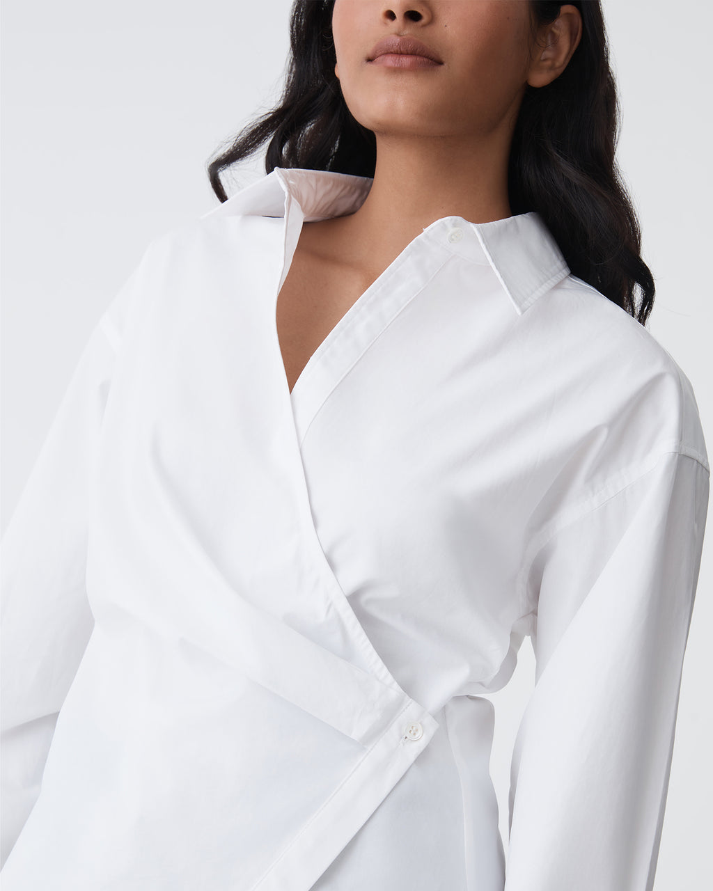 Katrina Wrap Shirt in white — fabric detail