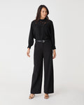 Fiora Lace Yoke Blouse in black — full-length view