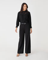 Fiora Lace Yoke Blouse in black — full-length view