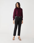 Fiora Lace Yoke Blouse in plum — full-length view