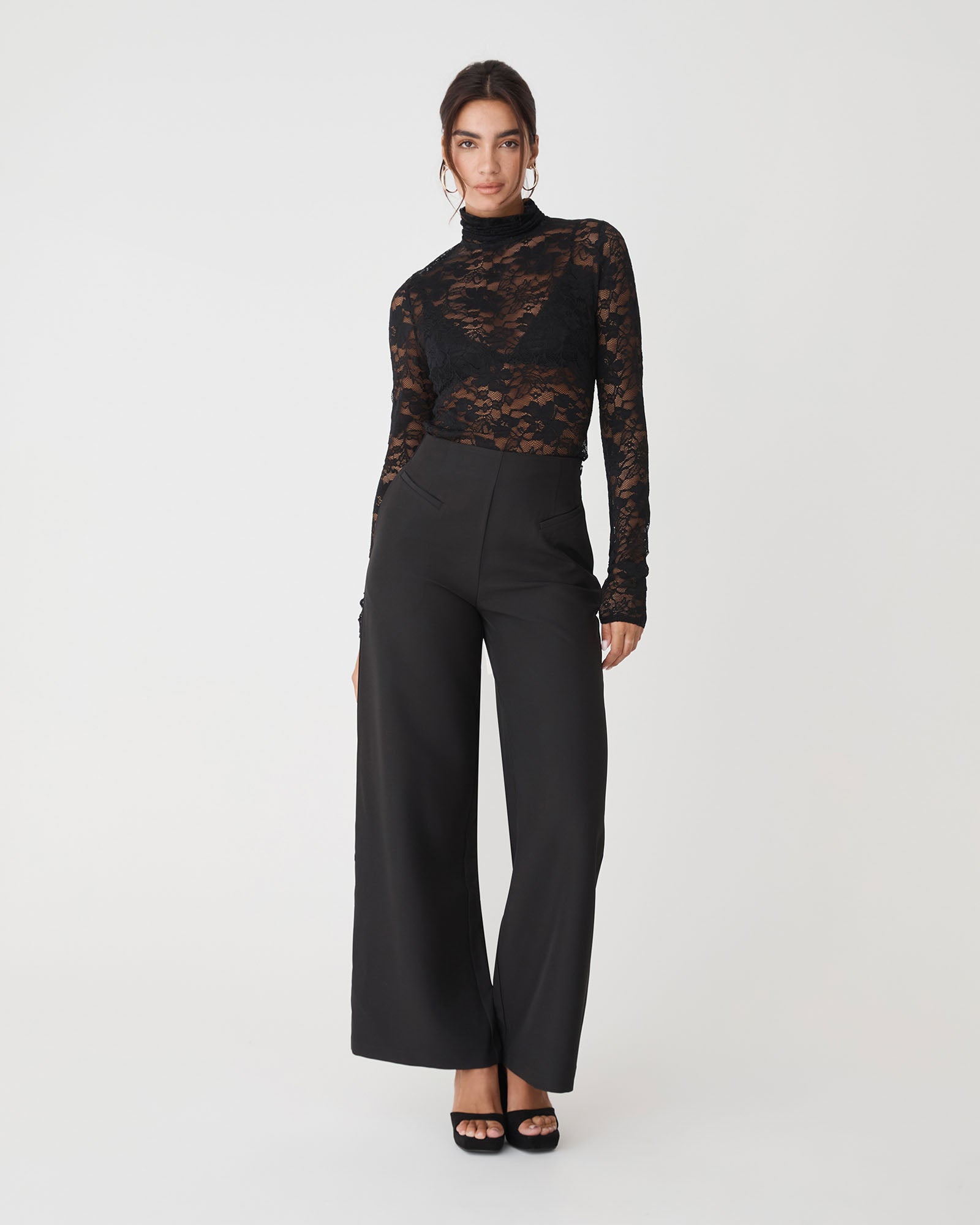Torin Lace Turtleneck Top Black | Women's Tops | Forcast