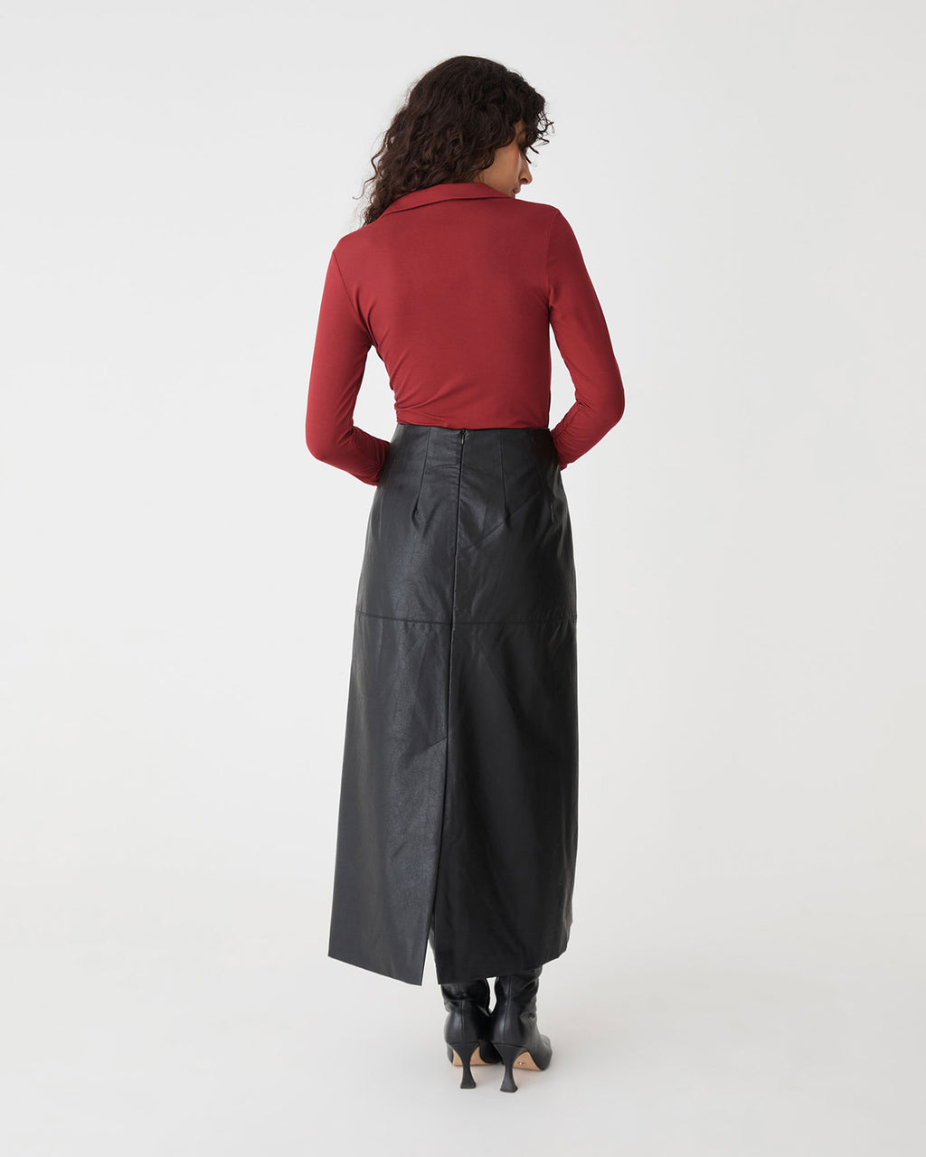 Solene Bamboo Wrap Top in shiraz — back view