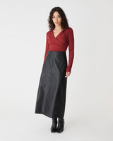 Solene Bamboo Wrap Top in shiraz — full-length view
