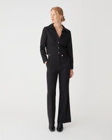 Gabby Pleated Hem Shirt in black — full-length view