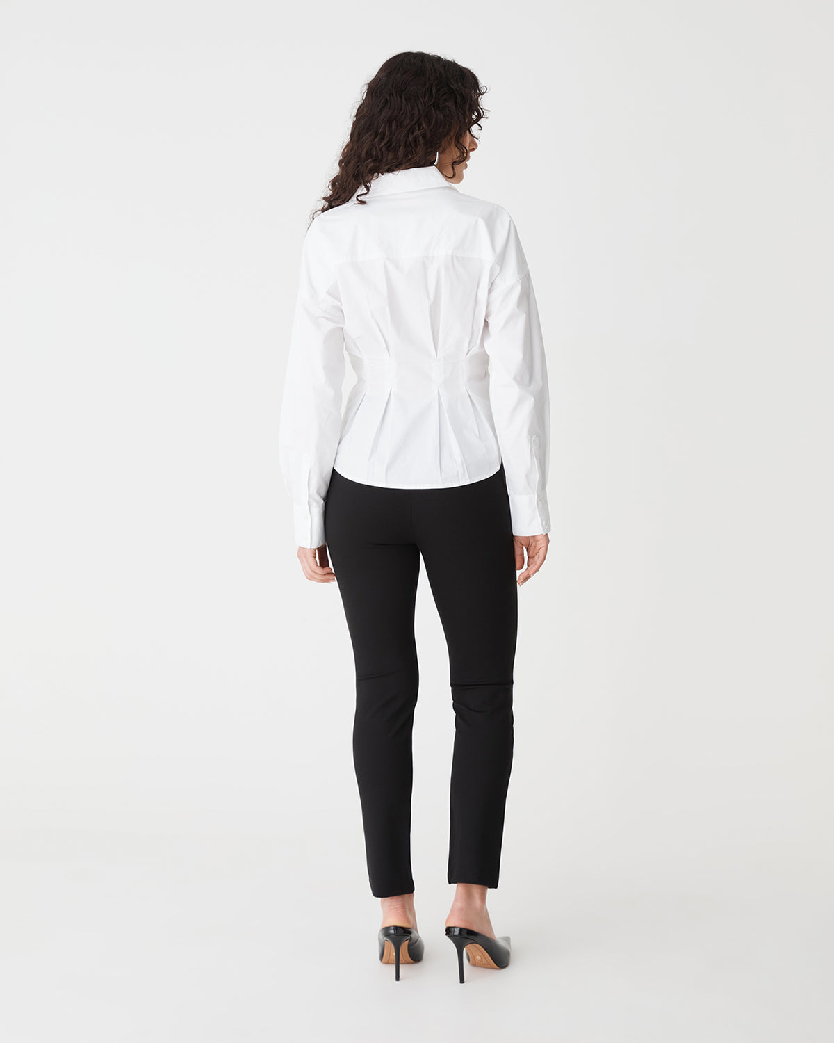 Billie Pleat Waist Shirt in white — back view