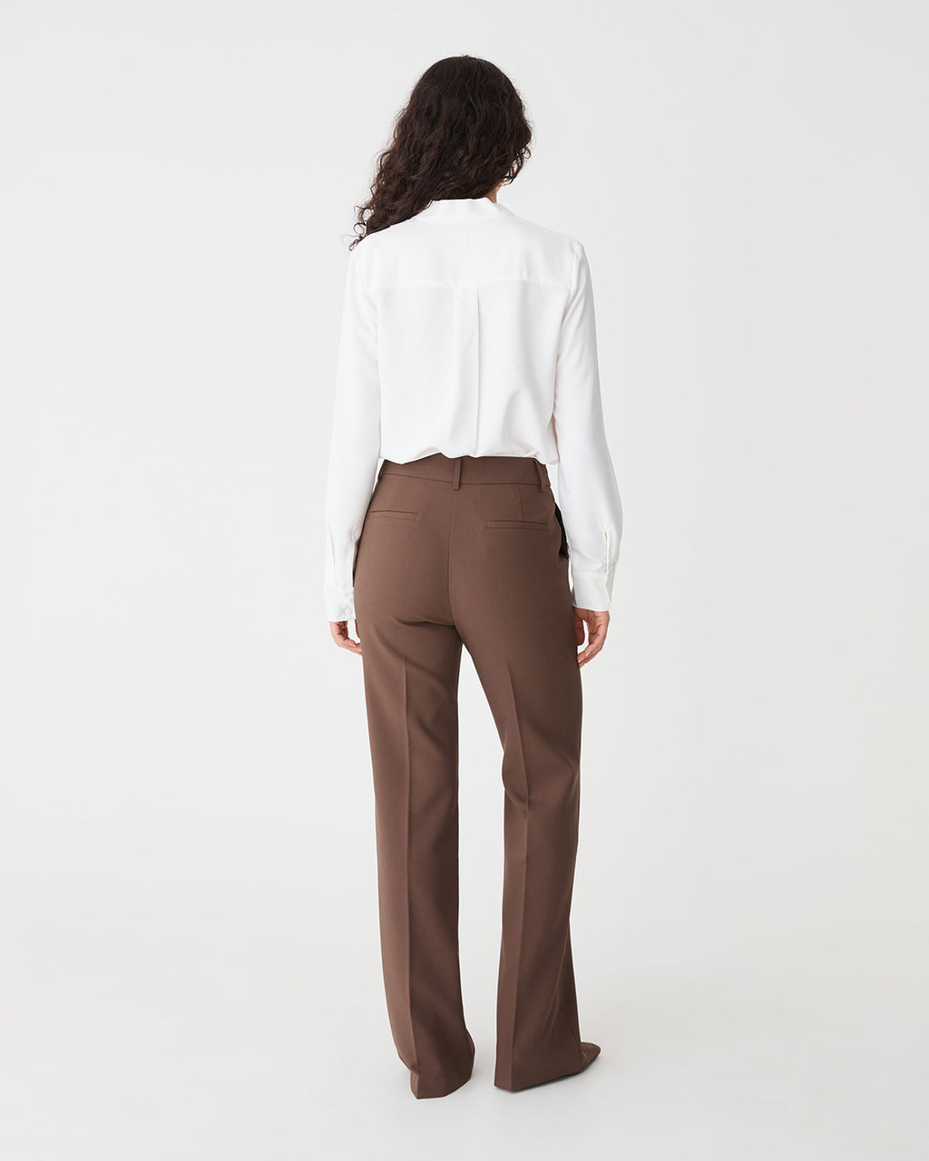 Claudia Pleat Neck Blouse in ivory — back view