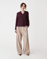 Claudia Pleat Neck Blouse in shiraz — full-length view