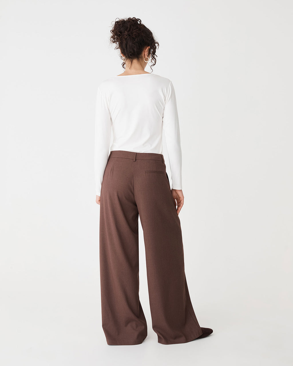 Isla V-Neck Bamboo Top in ivory — back view