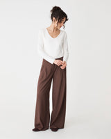 Isla V-Neck Bamboo Top in ivory — full-length view