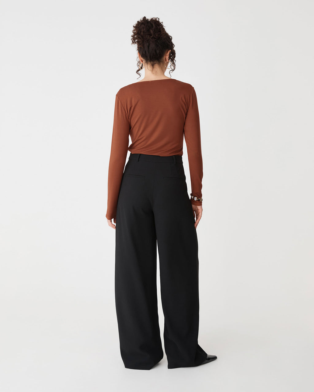 Isla V-Neck Bamboo Top in rust — back view