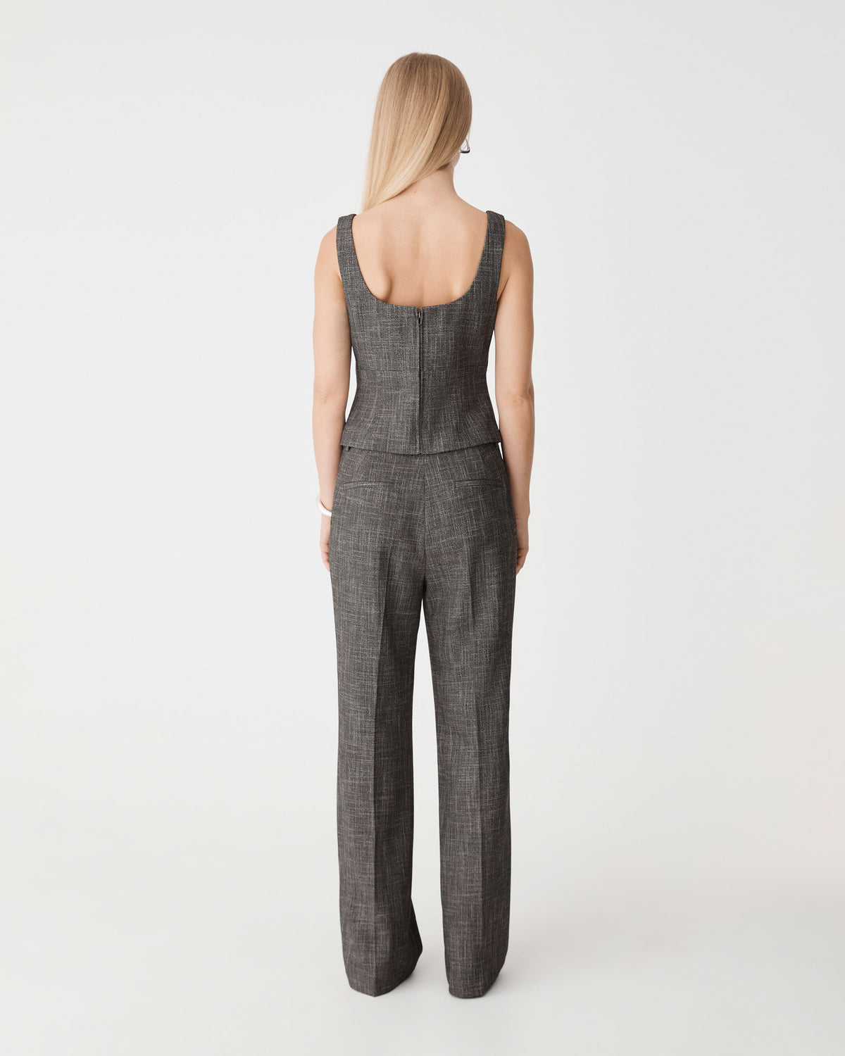 Harper Scoop Neck Top in black melange — back view