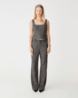 Harper Scoop Neck Top in black melange — full-length view