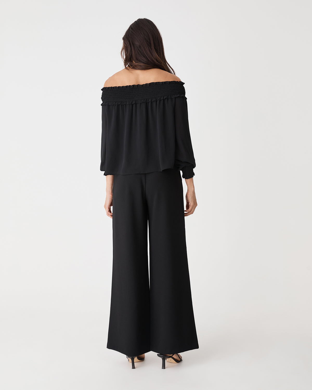 Lilly Off Shoulder Top in black — back view