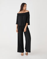 Lilly Off Shoulder Top in black — full-length view