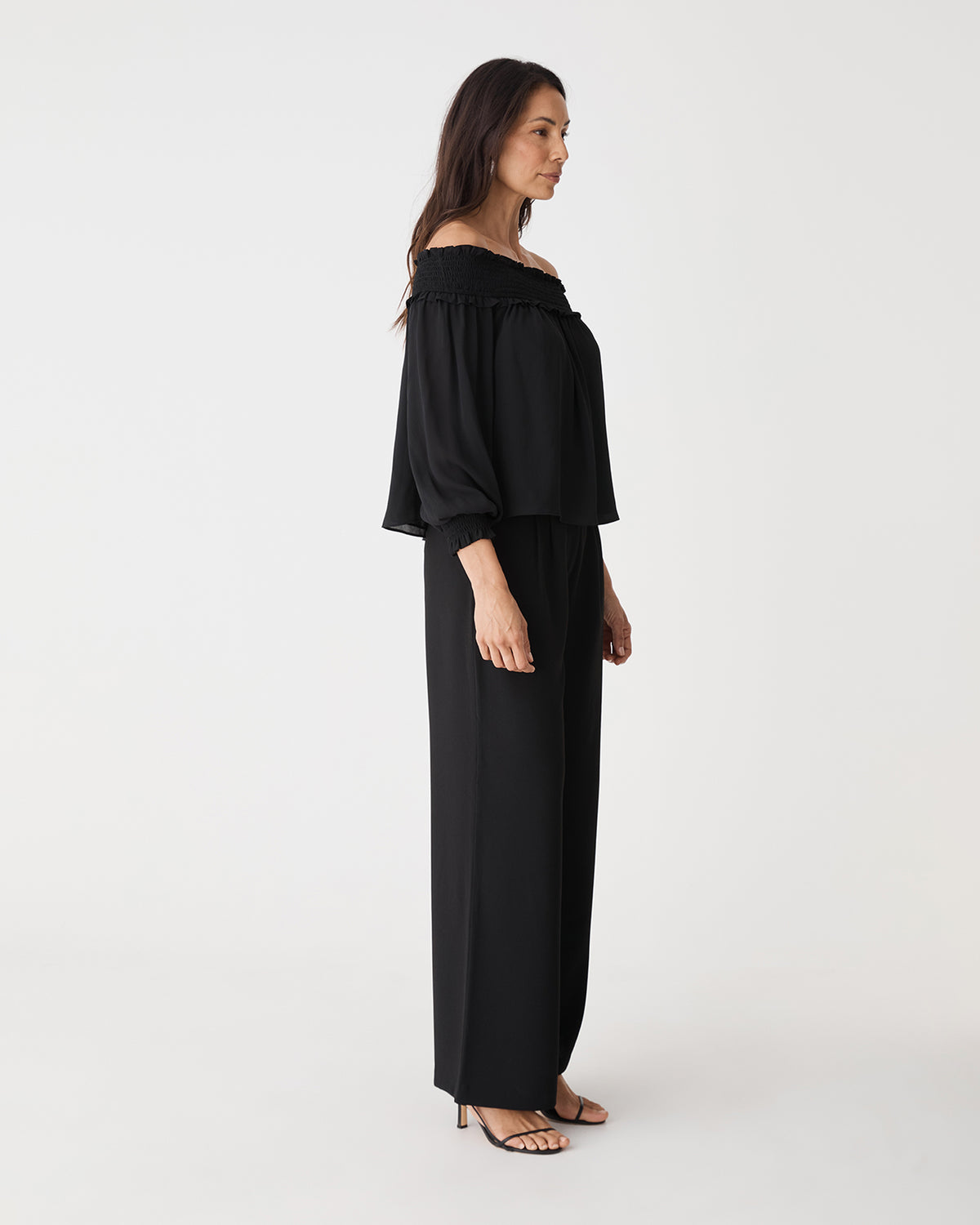 Lilly Off Shoulder Top in black — side view