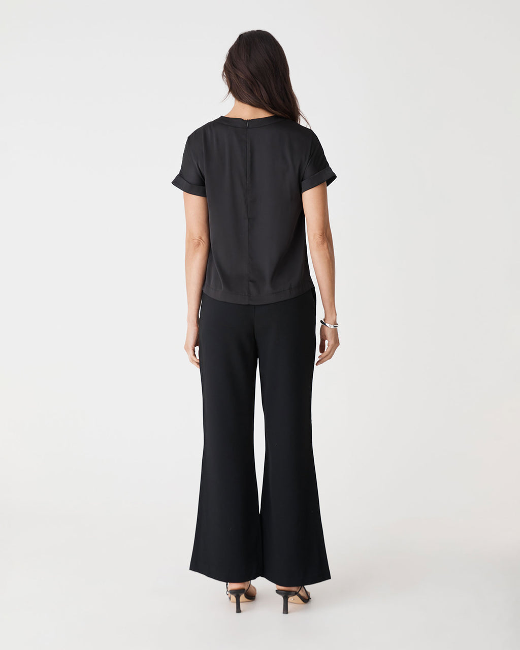 Cameron Satin Tee in black — view 4
