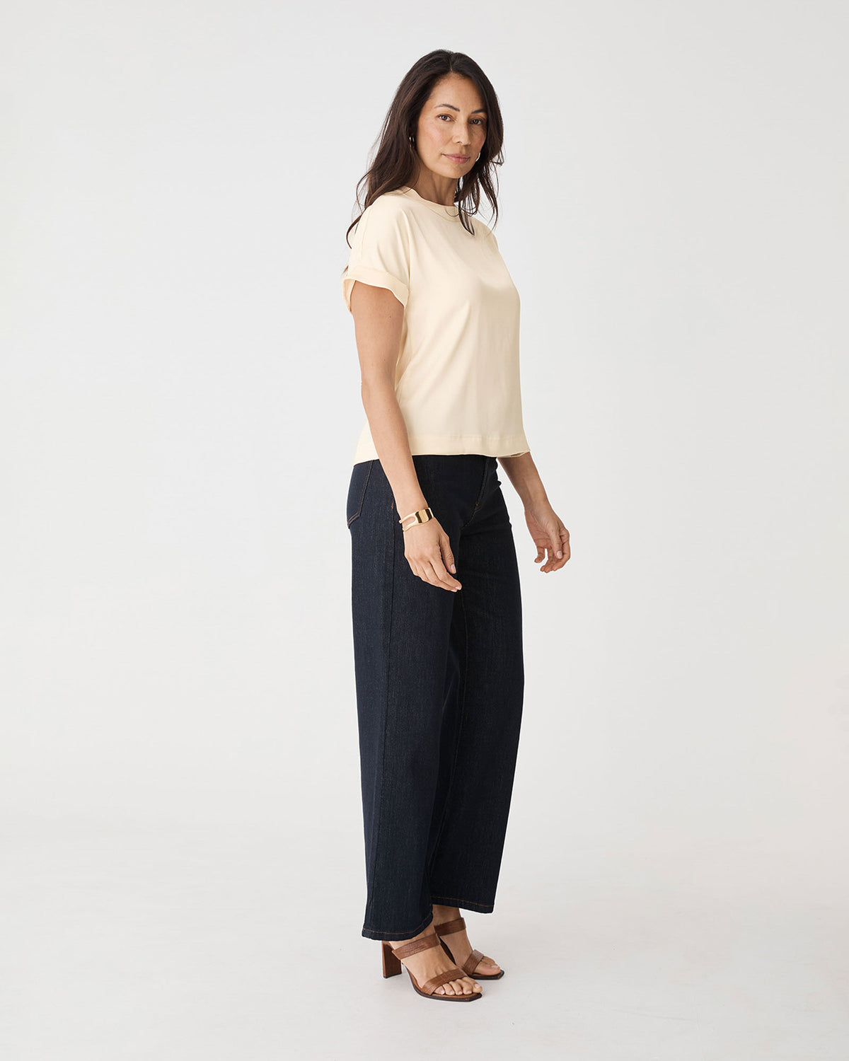 Cameron Satin Tee in champagne — view 3