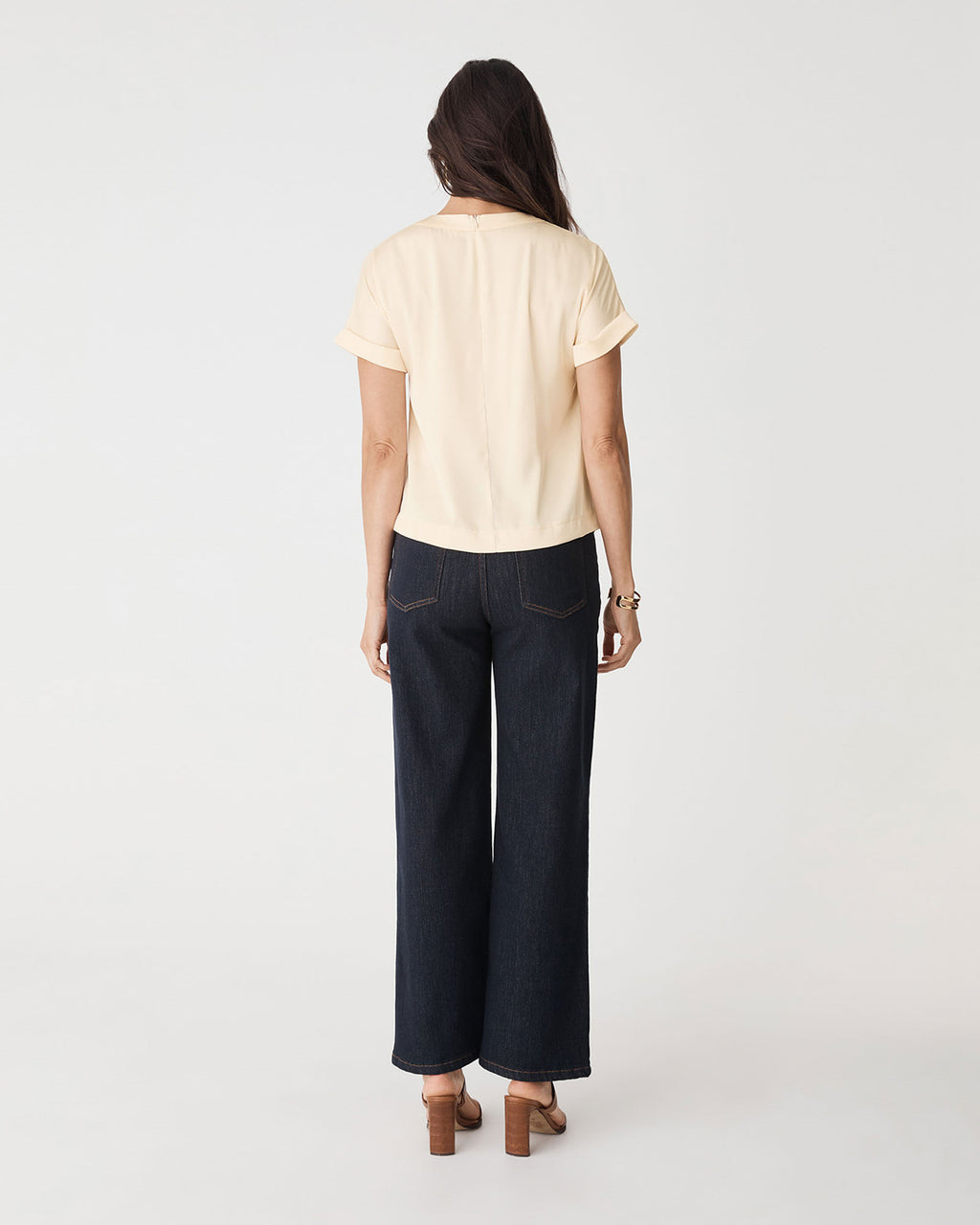 Cameron Satin Tee in champagne — view 4