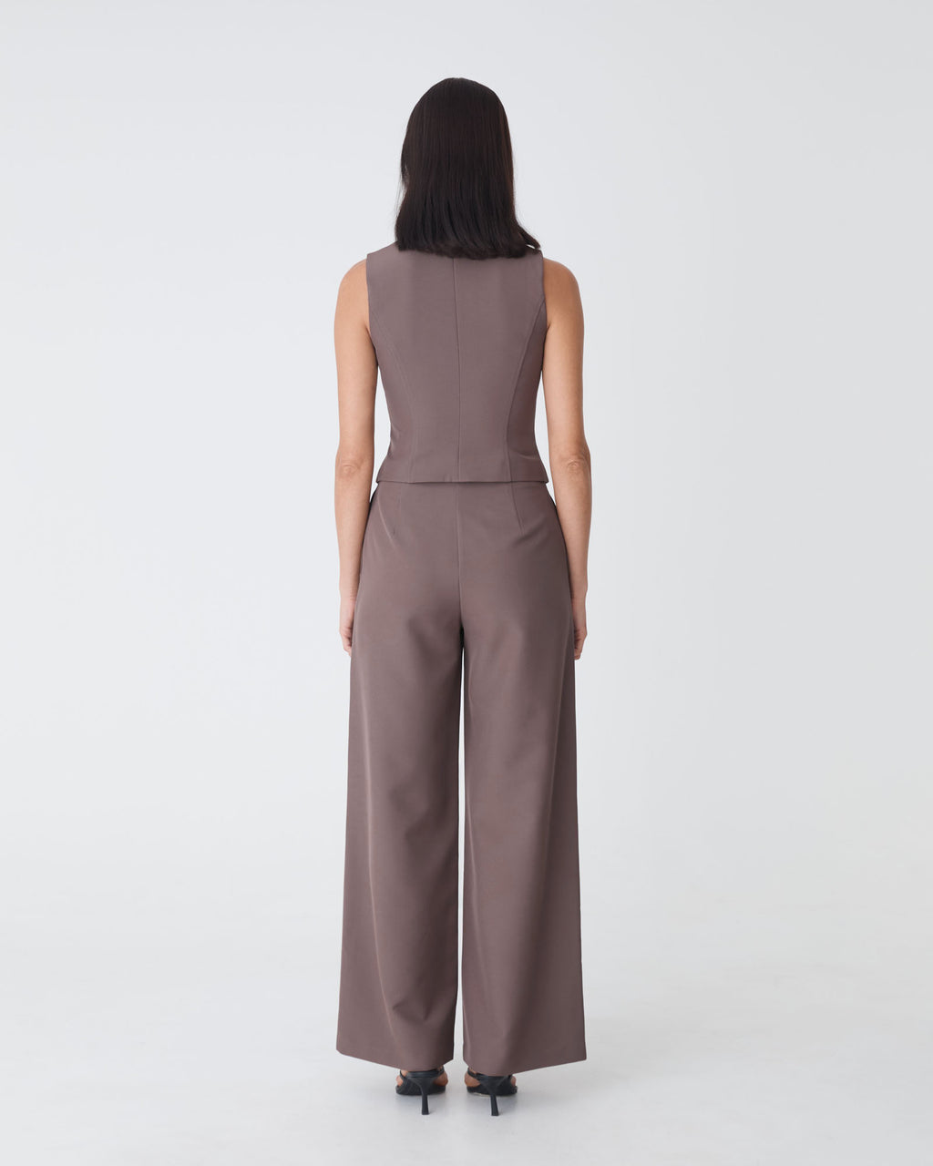 Dakota V-Neck Vest in truffle — back view