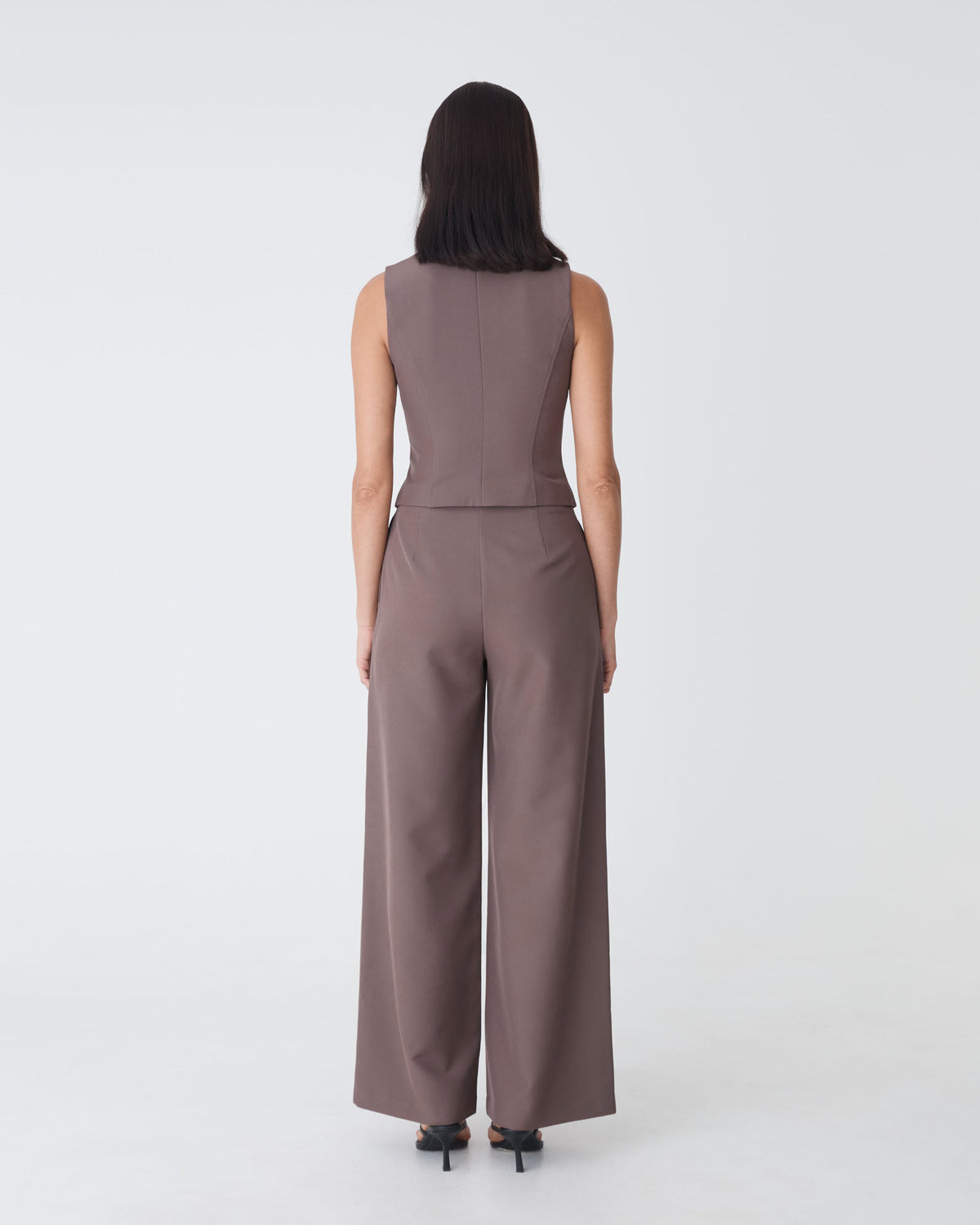 Dakota V-Neck Vest in truffle — back view