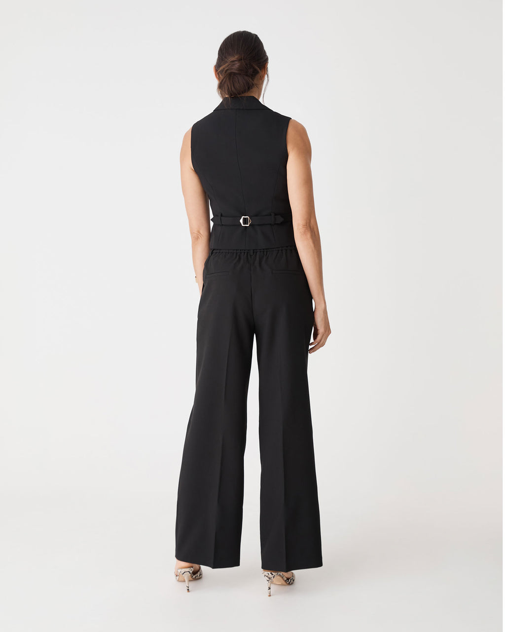 Nikki Collared Vest in black — back view