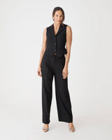 Nikki Collared Vest in black — full-length view