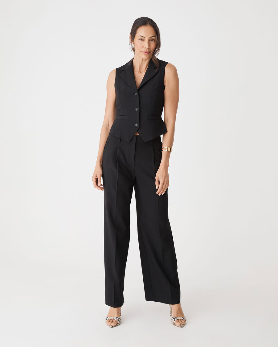 Nikki Collared Vest in black — full-length view