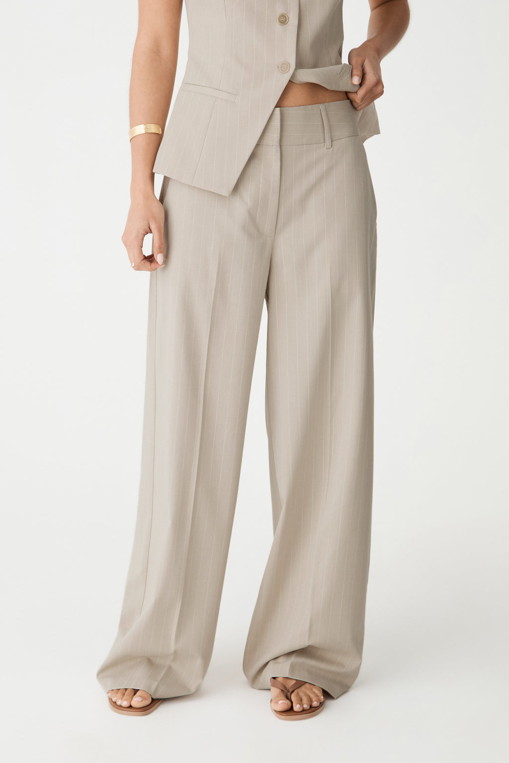 Zoe Pinstripe Wide Leg Pants