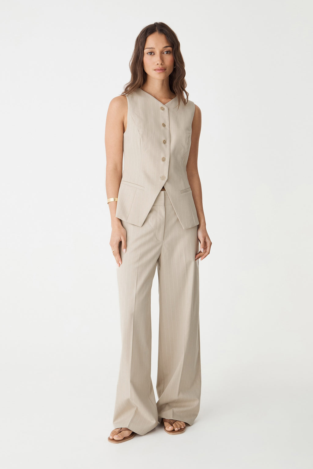 Zoe Pinstripe Wide Leg Pants