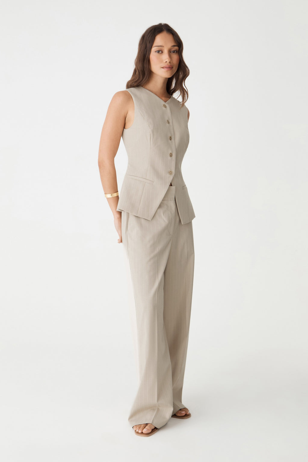 Zoe Pinstripe Wide Leg Pants
