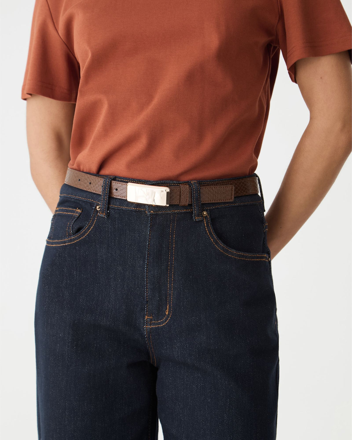 Lumi Croc Effect Belt