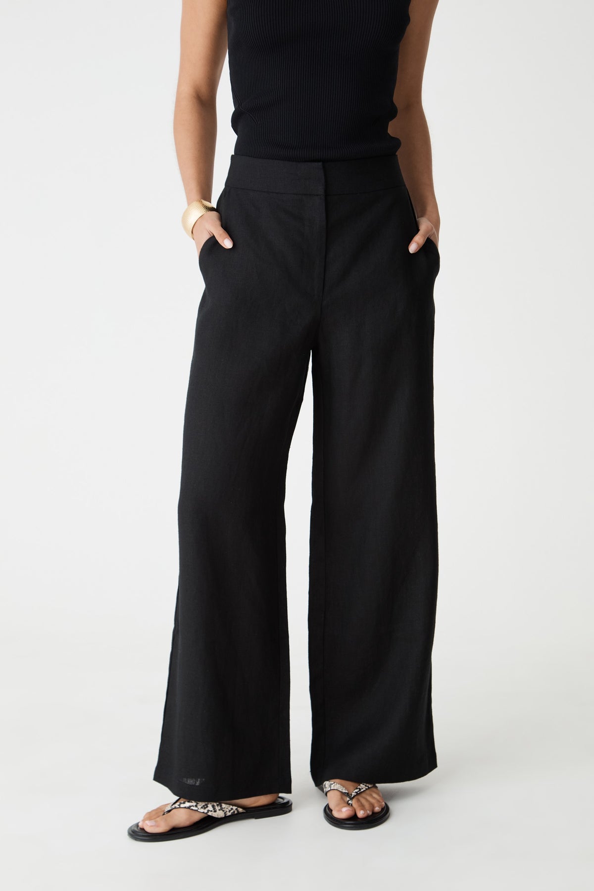 Ami Linen Elastic Back Pants