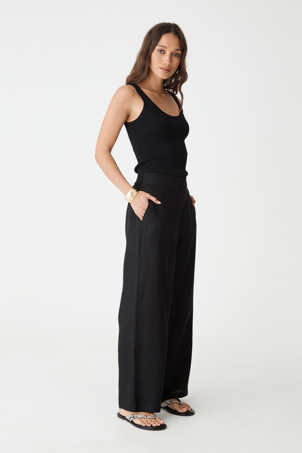 Ami Linen Elastic Back Pants