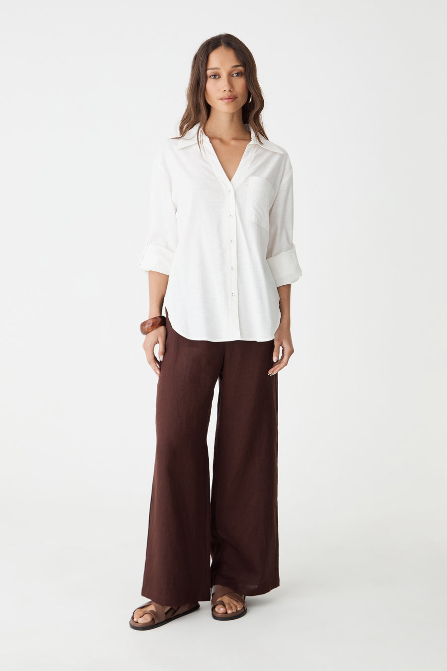 Ami Linen Elastic Back Pants