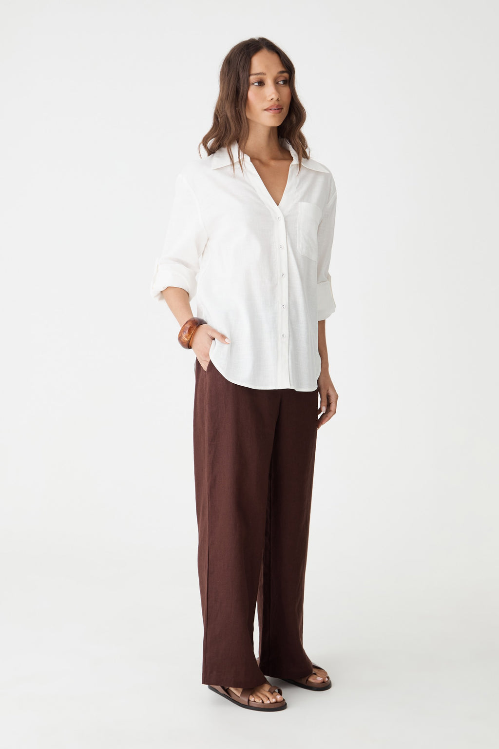 Ami Linen Elastic Back Pants