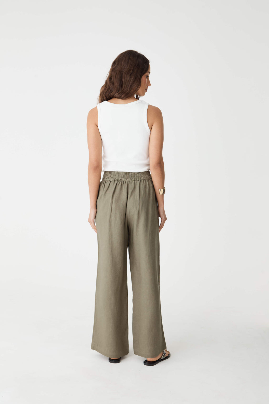 Ami Linen Elastic Back Pants