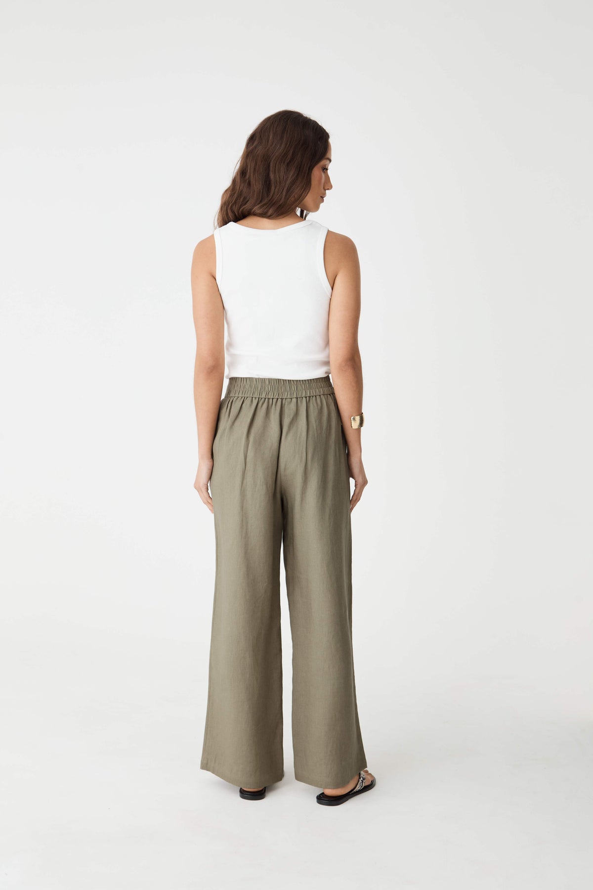 Ami Linen Elastic Back Pants