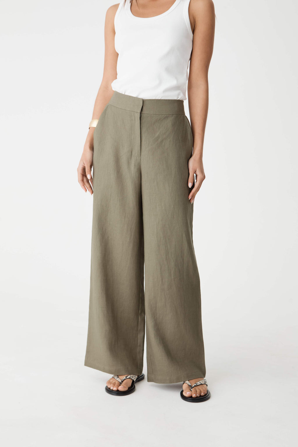 Ami Linen Elastic Back Pants