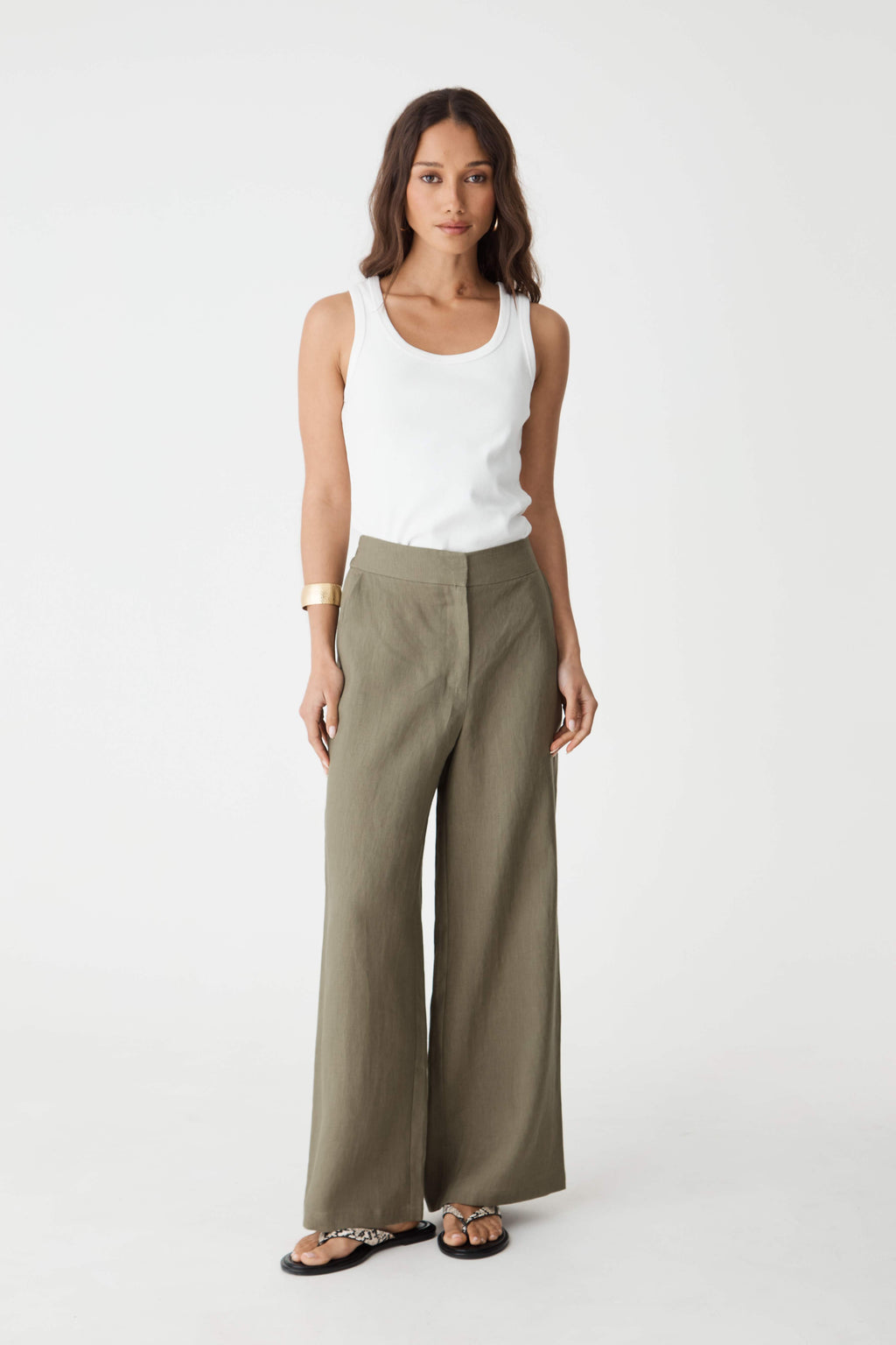 Ami Linen Elastic Back Pants
